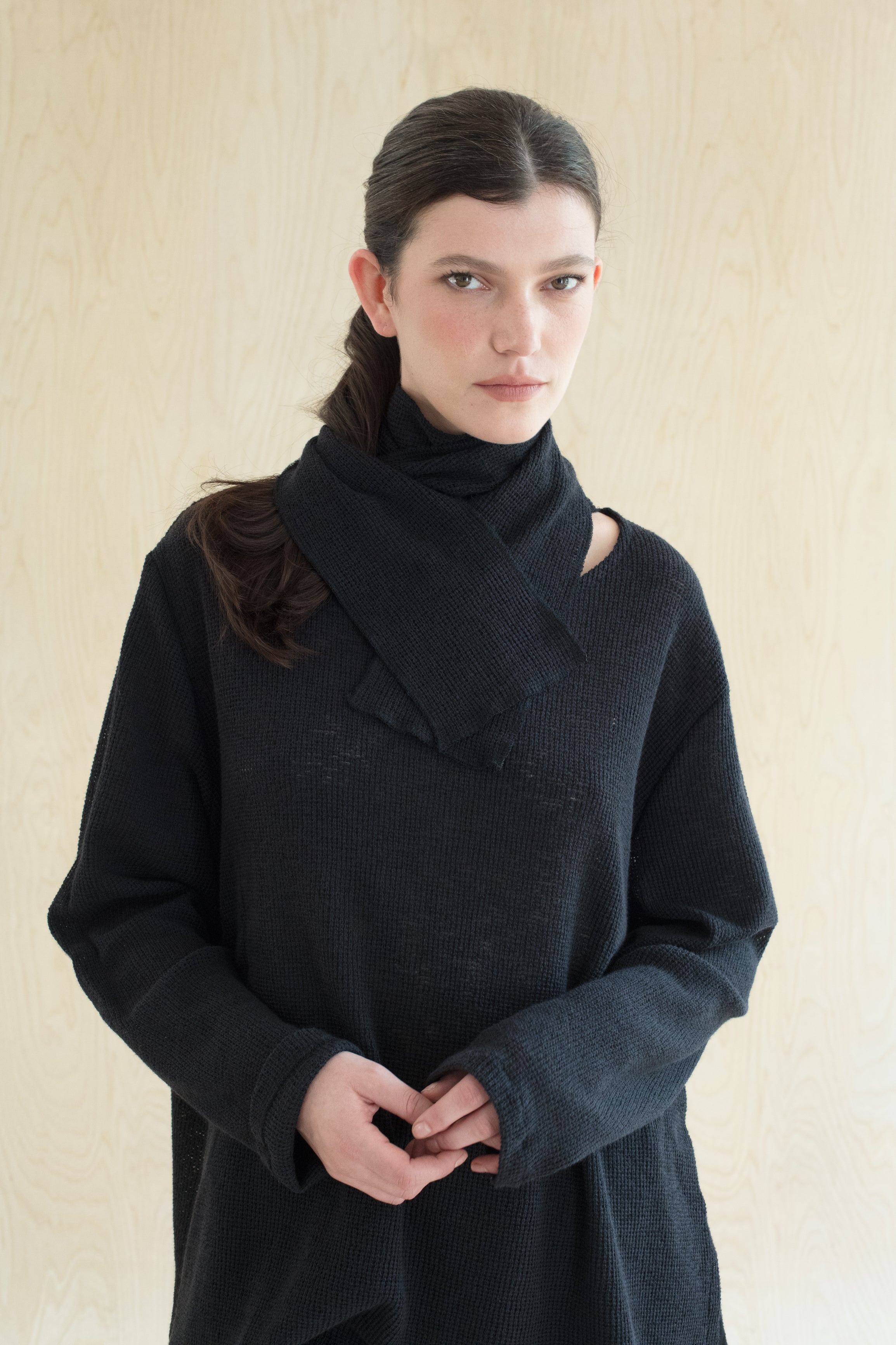 SCARF knit -  סריג צעיף שחור