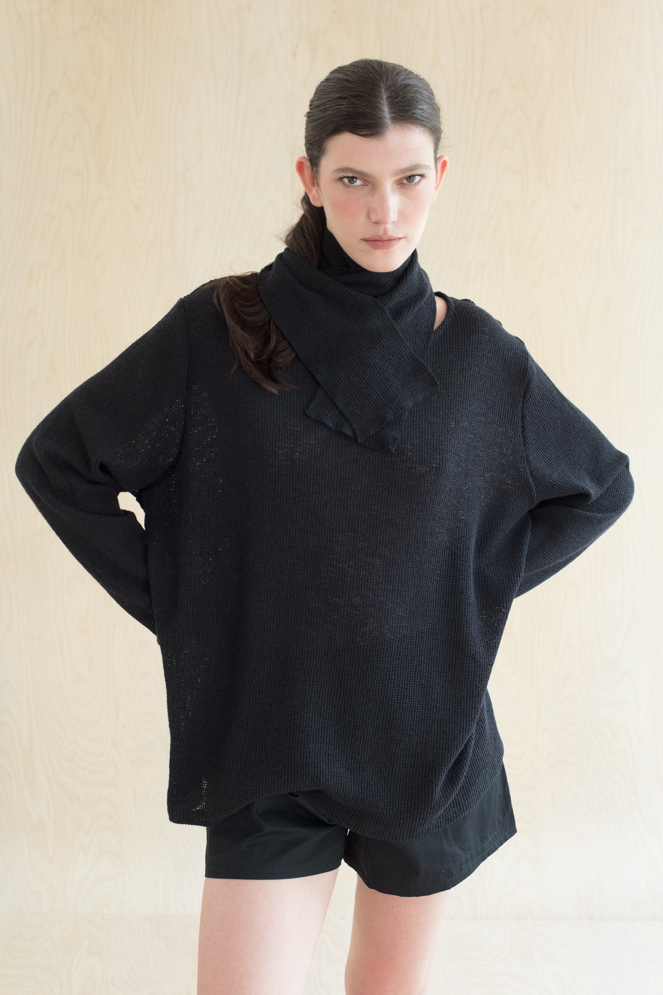 SCARF knit -  סריג צעיף שחור