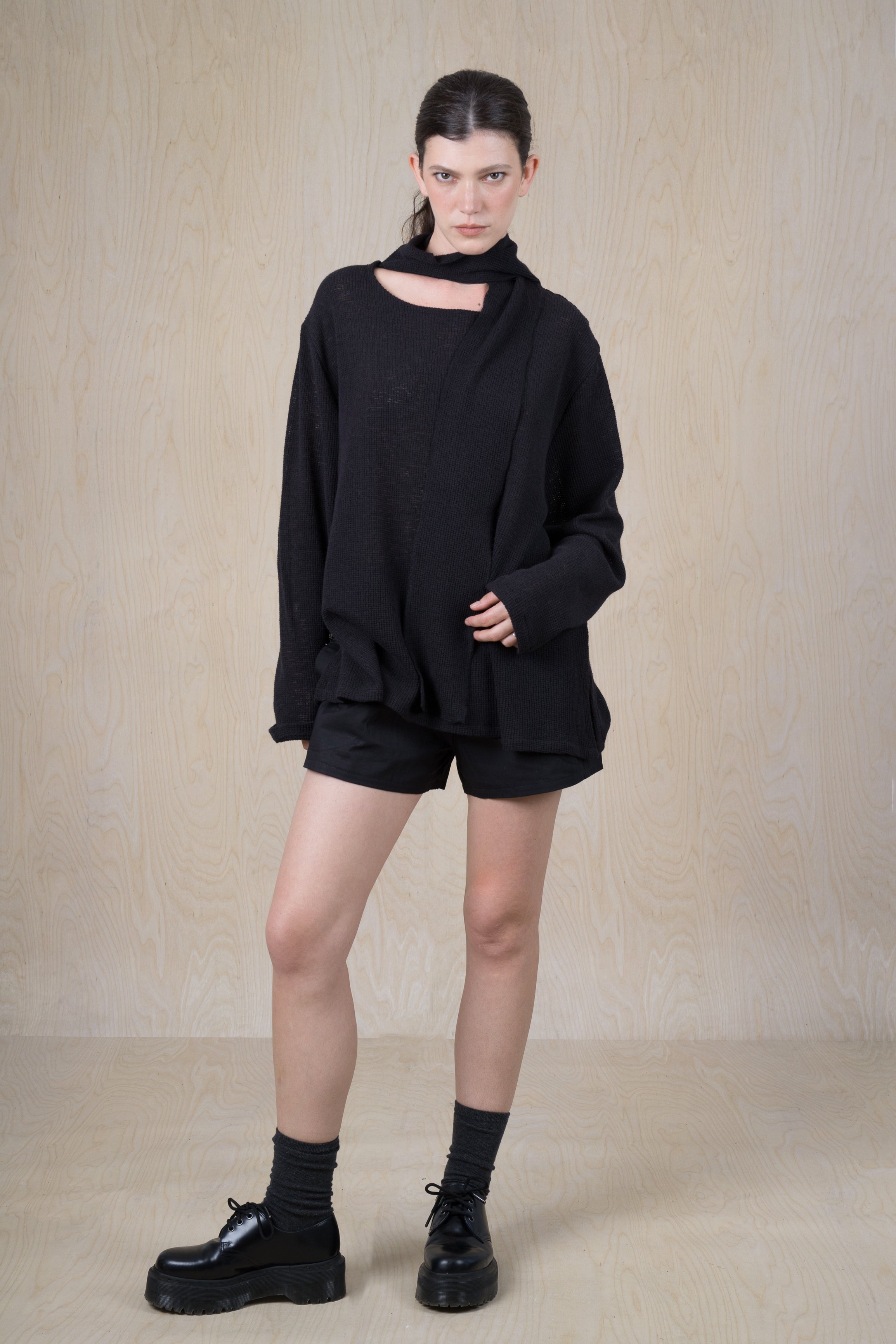 SCARF knit -  סריג צעיף שחור