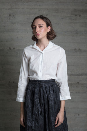 Black Pleated Nylon Skirt Industrial Look High Waist Skirt