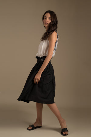 SENSU Black Linen Skirt