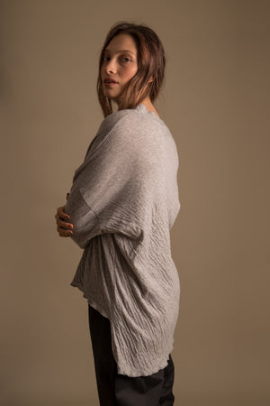 NAMI Asymmetric Grey Jumper Double Layered Top Oversize Fit